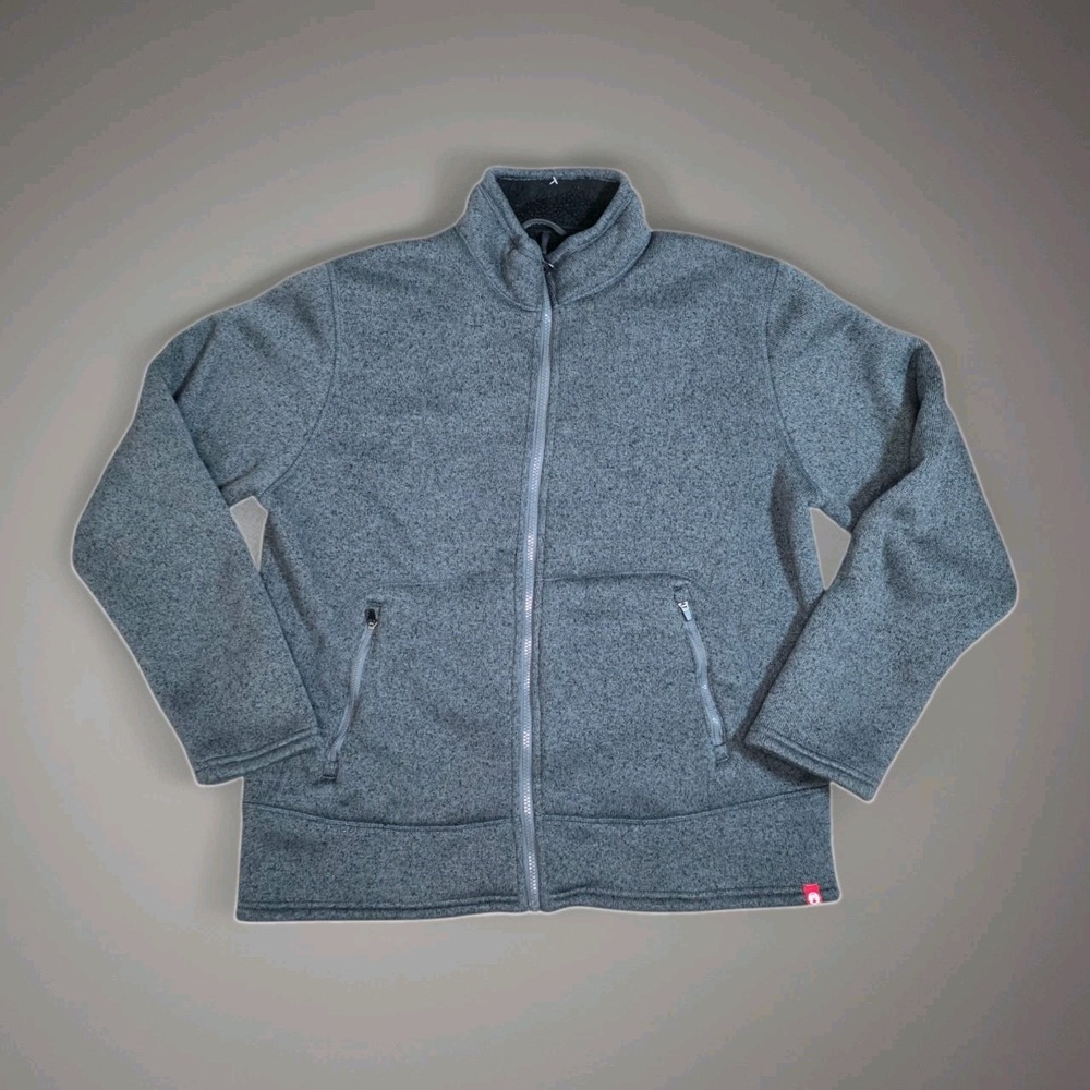 Coleman Mens L Gray Sherpa Lined Fleece Jacket Full Zip Outdoor Hiking